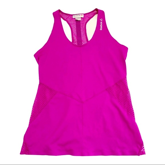 Reebok Women’s Pink Playice Mesh Racerback Athletic Tank Top, Size Small - Picture 3 of 13